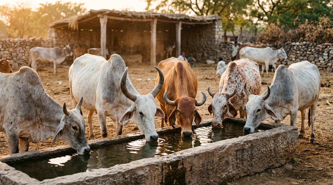 Cows at the water trough