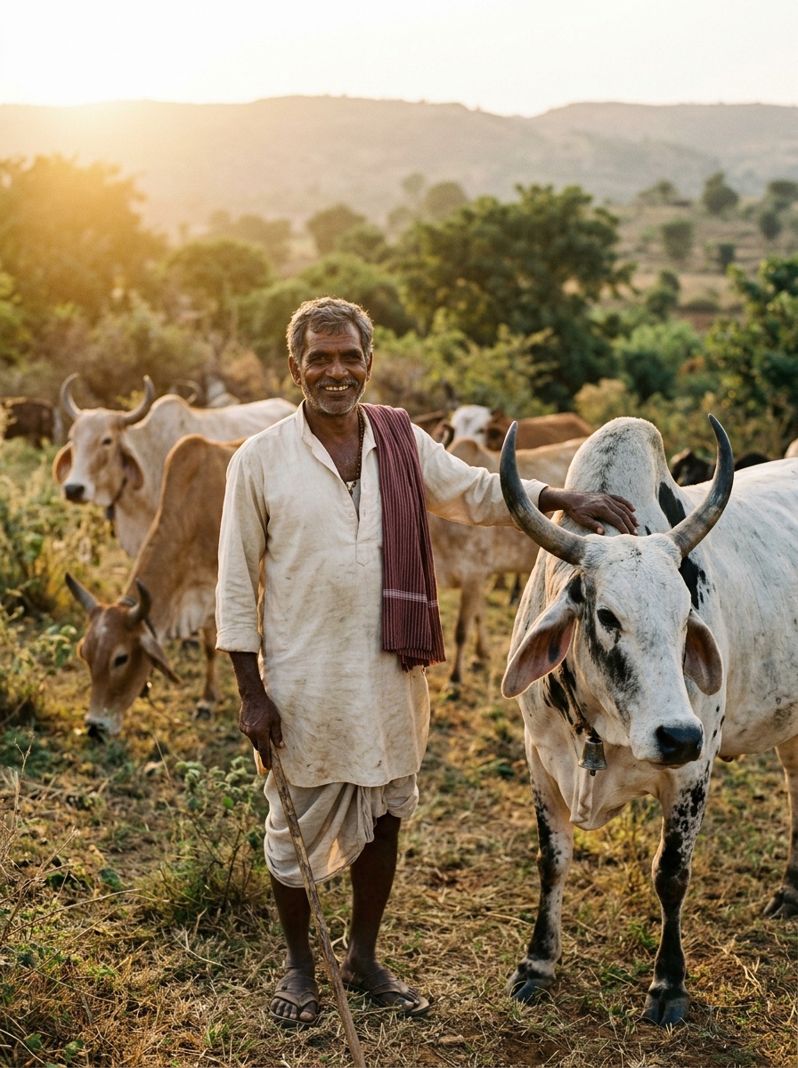 The caretaker among the cows