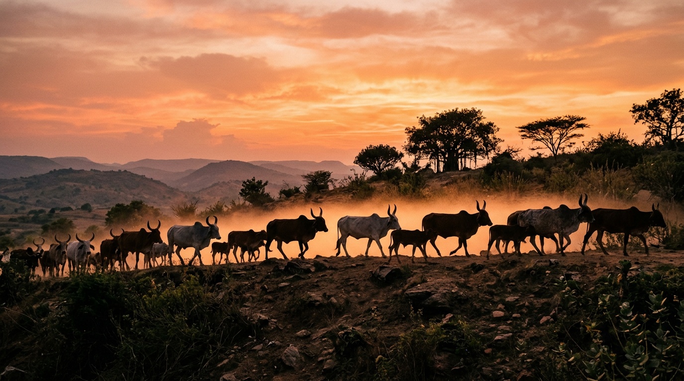 The herd at sunset