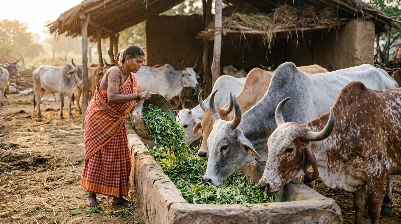Feeding the cows
